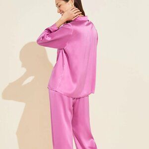 Inez Washable Silk Long PJ Set - Italian Rose - Size L